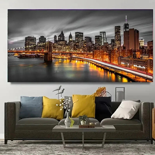 New York Cityscape wall canvas office home room framed 80x45cm