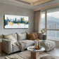 Modern Urban Cityscape Blue Wall Art Canvas Office Home Room Framed 120x60cm