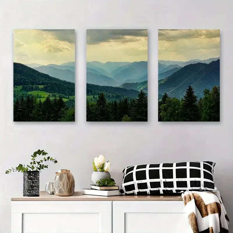 3pcs Majestic Mountain Landscape Metal Print Ready to Hang Art