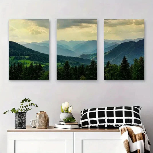 3pcs Majestic Mountain Landscape Metal Print Ready to Hang Art