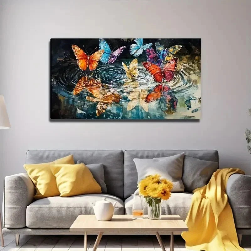 Modern Minimalist Butterfly Wall Art Canvas Office Home Room Framed 80x45cm