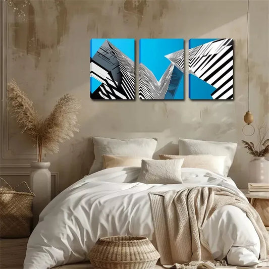 3pcs Urban Architecture, Abstract Expression Wall Art Set Canvas Framed 40x60cm - High Quality Print 100% Australian Made Wall Canvas Ready to Hang