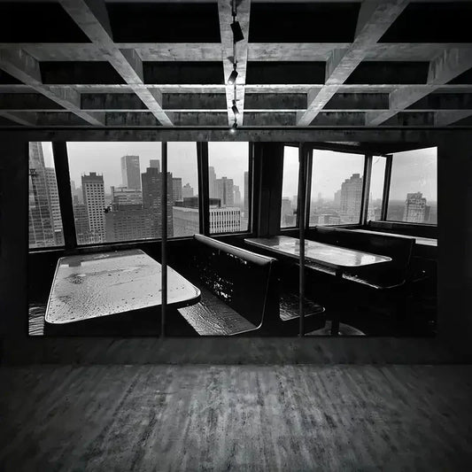3pcs Urban Cityscape Black and White Metal Print Ready to Hang Art