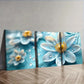 3pcs Featuring Turquoise Glass Flowers Wall Art Set Canvas Framed 40x60cm - High Quality Print 100% Australian Made Wall Canvas Ready to Hang