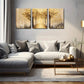 3pcs Earthy Yellow Color And Fallen Leaves Wall Art Set Canvas Framed 40x60cm - High Quality Print 100% Australian Made Wall Canvas Ready to Hang
