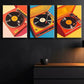 3pcs Vinyl Record Player Retro Style Metal Print Ready to Hang Art