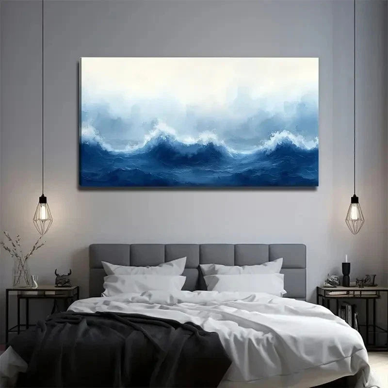 Ocean Waves Nature Wall Art Canvas Office Home Room Framed 120x60cm