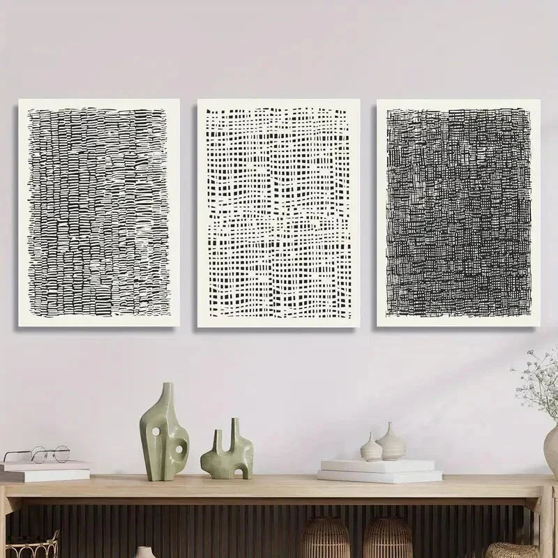 3pcs Featuring Mid-Century Abstract Designs Metal Print Ready to Hang Art