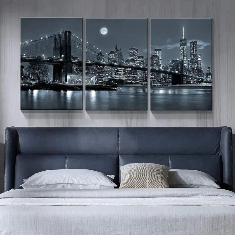 3pcs  Modern New York Prints Cityscape Metal Print Ready to Hang Art