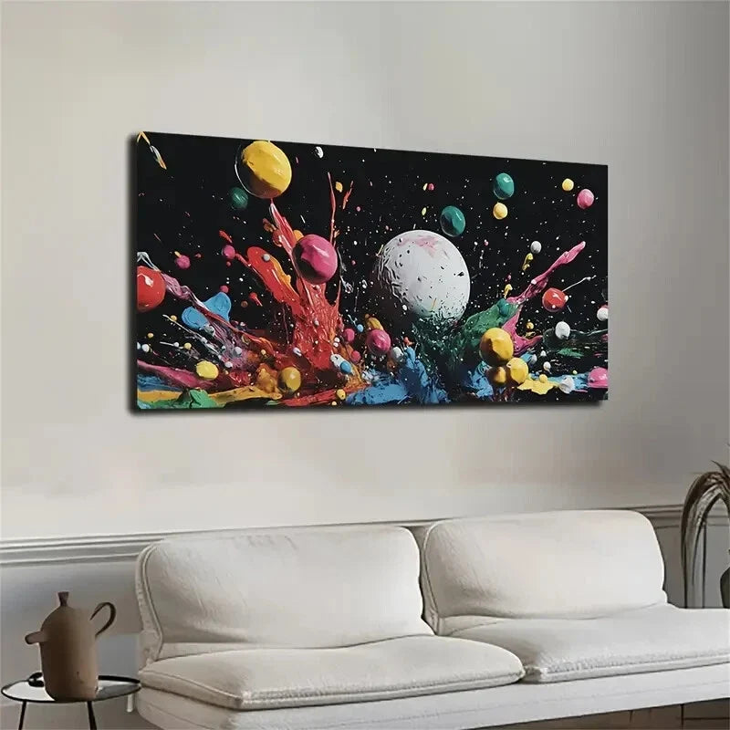 A White Sphere In The Center Wall Art Canvas Office Home Room Framed 120x60cm