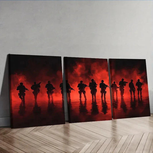 3pcs  group of soldiers standing   Wall Art Set Canvas Framed 40x60cm - High Quality Print 100% Australian Made Wall Canvas Ready to Hang