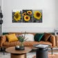 3pcs Black And White Background Sunflowers Metal Print Ready to Hang Art