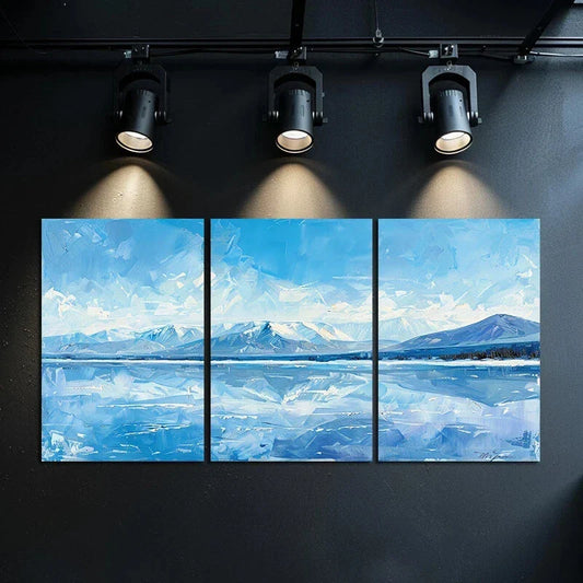 3pcs Charming Snowy Mountain White Clouds Metal Print Ready to Hang Art