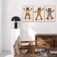 3pcs Fun Bear Mural Animal Portrait Art Poster Metal Print Ready to Hang Art