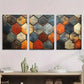 3pcs Talavila Tile Burnt Orange Pottery Clay Metal Print Ready to Hang Art