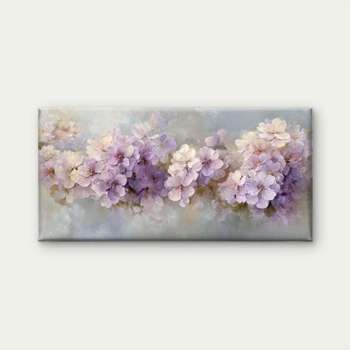 Pink Lavender & Lilac Floral Wall Art Canvas Office Home Room Framed 80x45cm