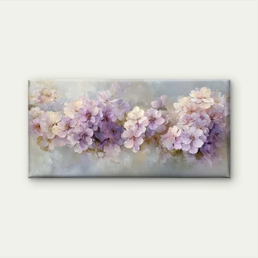 Pink Lavender & Lilac Floral Wall Art Canvas Office Home Room Framed 80x45cm