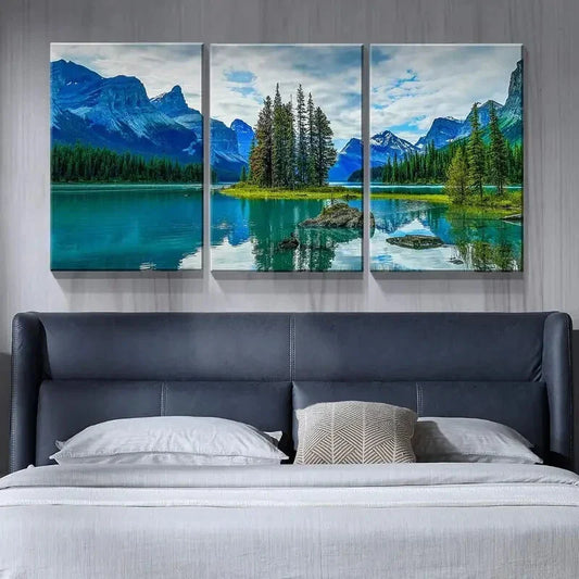 3pcs  Landscape with Turquoise Lake Metal Print Ready to Hang Art