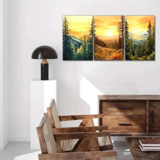 3pcs Sunset Sunrise Landscape Art Poster Metal Print Ready to Hang Art
