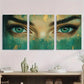 3pcs Vibrant Blue Eyes Golden Accents Metal Print Ready to Hang Art