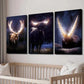 3pcs Stunning Horned Creatures in Dark Forest Wall Art Set Canvas Framed 40x60cm - High Quality Print 100% Australian Made Wall Canvas Ready to Hang
