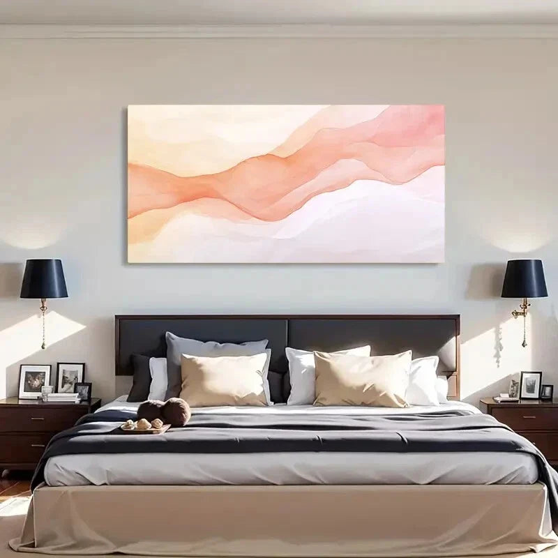 Gradient Flowing Waves Décor Wall Art Canvas Office Home Room Framed 120x60cm