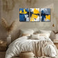 3pcs Vibrant Blue & Yellow Abstract Paintings Metal Print Ready to Hang Art