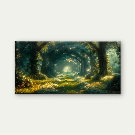 A Forest With A Road Nature Wall Art Canvas Office Home Room Framed 80x45cm
