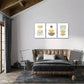 3pcs Modern Bauhaus Geometric & Line Patterns Metal Print Ready to Hang Art