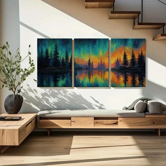 3pcs Forest Reflection Abstract Landscape Metal Print Ready to Hang Art