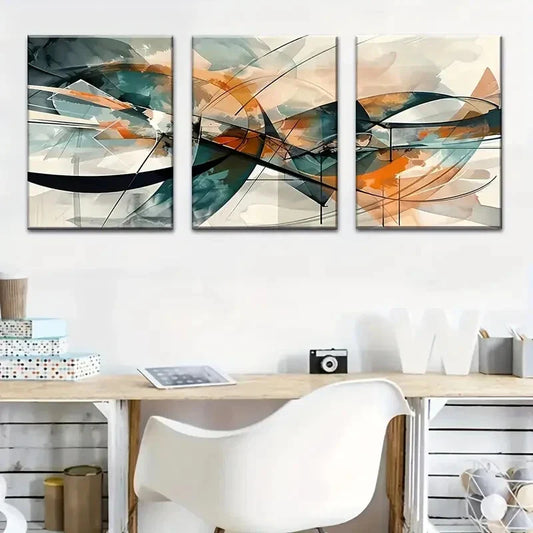 3pcs Featuring Modern Abstract Graffiti Colorful Metal Print Ready to Hang Art