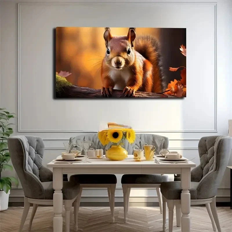 Charming Squirrel Wall Art Canvas Office Home Room Framed 120x60cm