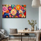 Vibrant Floral Deco Wall Art Canvas Office Home Room Framed 80x45cm