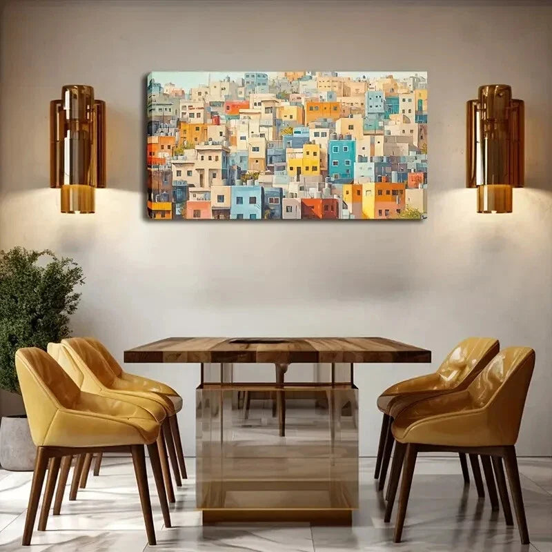 Solid Colorful Houses Exquisite Wall Art Canvas Office Home Room Framed 120x60cm