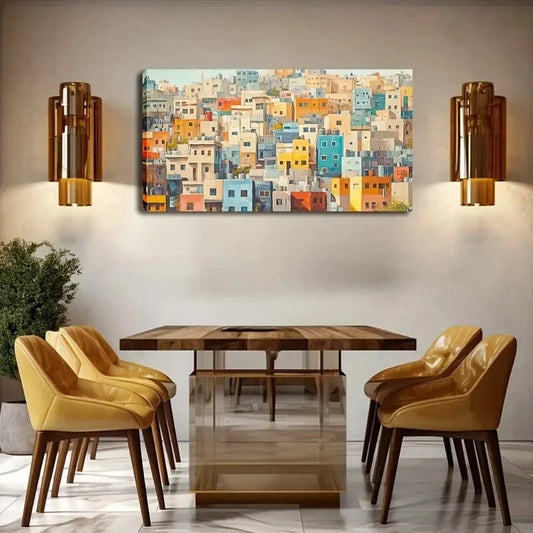 Solid Colorful Houses Exquisite Wall Art Canvas Office Home Room Framed 120x60cm