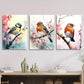 3pcs animal watercolor, vibrant watercolor Metal Print Ready to Hang Art