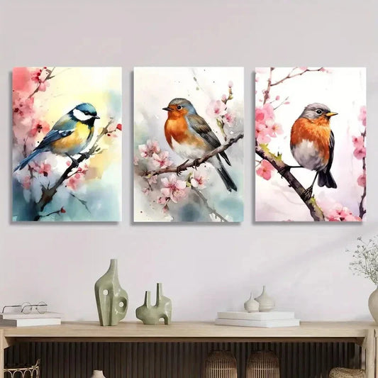 3pcs animal watercolor, vibrant watercolor Metal Print Ready to Hang Art