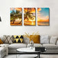 3pcs Coastal Style Golden Sunset Seascape  Metal Print Ready to Hang Art
