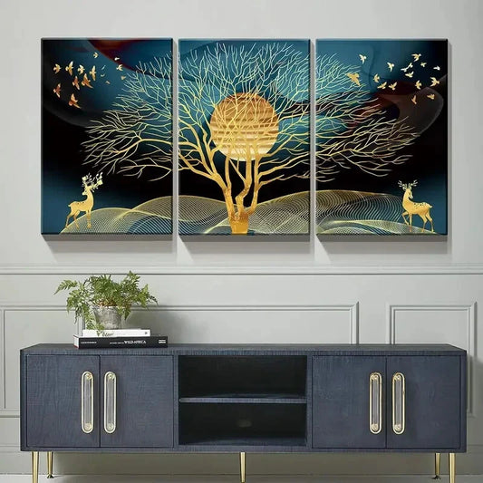 3pcs natural flower and plant farmhouse  Metal Print Ready to Hang Art