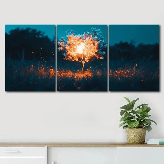 3pcs Featuring An Autumn Dark Light Tree Perfect Wall Art Set Canvas Framed 40x60cm - High Quality Print 100% Australian Made Wall Canvas Ready to Hang