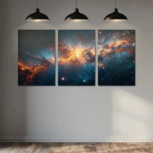 3pcs Space Nebula Starry Sky Metal Print Ready to Hang Art