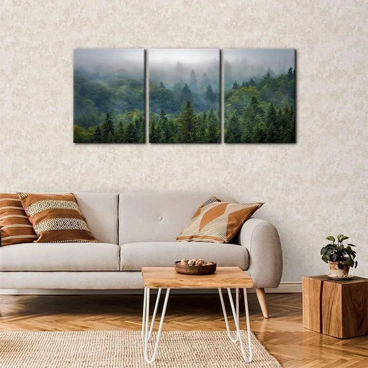 3pcs Aerial View of Green Forest Metal Print Ready to Hang Art
