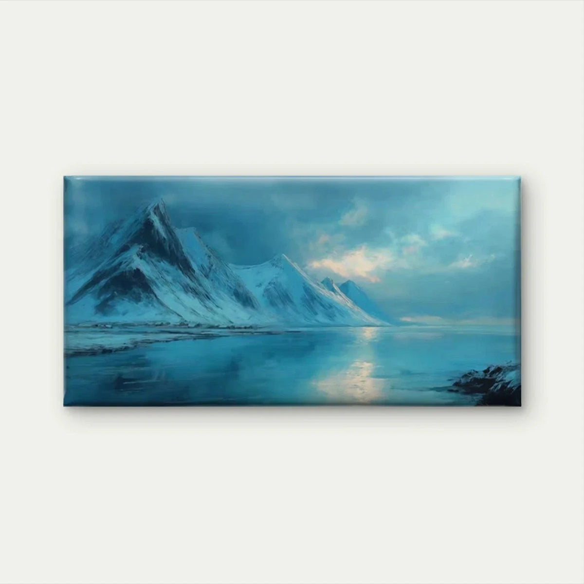 Snow Mountain & Frozen Lake Wall Art Canvas Office Home Room Framed 120x60cm