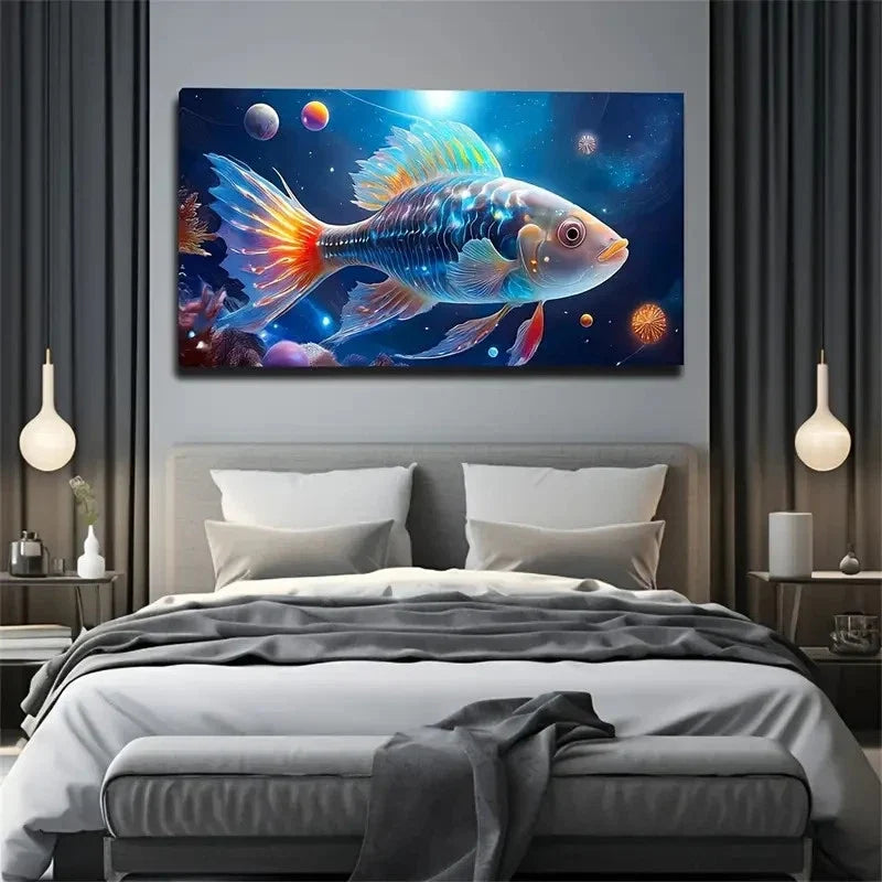 Magic Fish Suitable Suitable Wall Art Canvas Office Home Room Framed 120x60cm