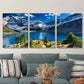 3pcs Painting of Tranquil Lakes & Majestic Mounts Metal Print Ready to Hang Art