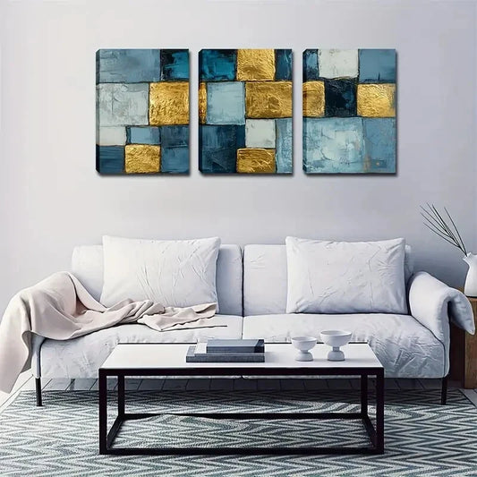 3pcs Neatly Arranged Square Creative Design Metal Print Ready to Hang Art