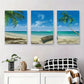 3pcs Palm Tree and Boat Tropical Beach Metal Print Ready to Hang Art