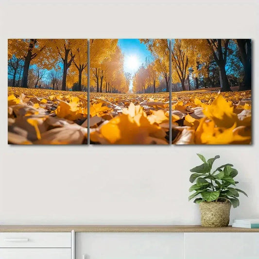 3pcs Vibrant Autumn Forest Nature Perfect Wall Art Set Canvas Framed 40x60cm - High Quality Print 100% Australian Made Wall Canvas Ready to Hang