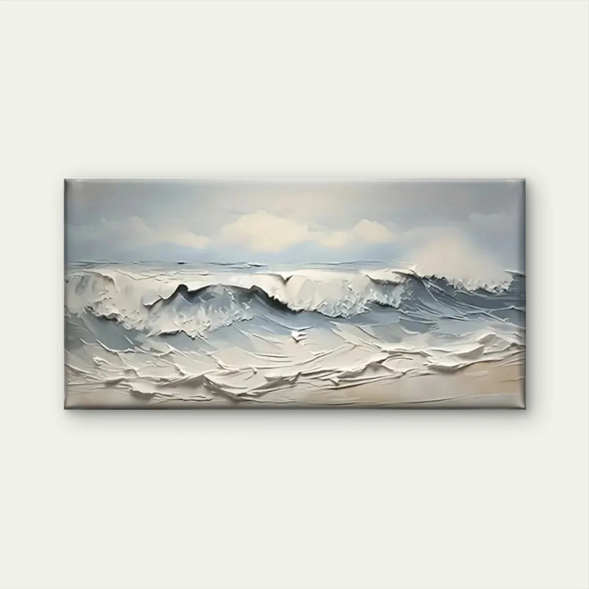 Waves Beach Abstract Wall Art Canvas Office Home Room Framed 80x45cm