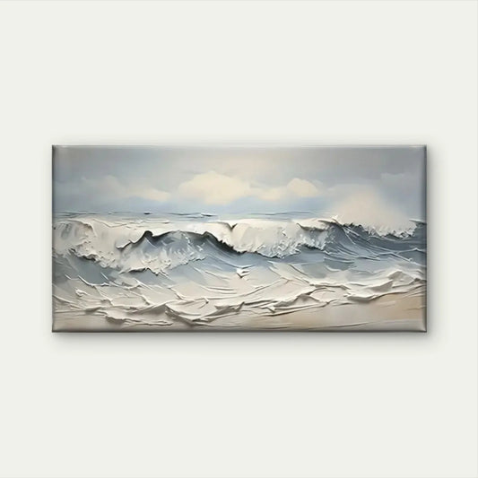 Waves Beach Abstract Wall Art Canvas Office Home Room Framed 80x45cm